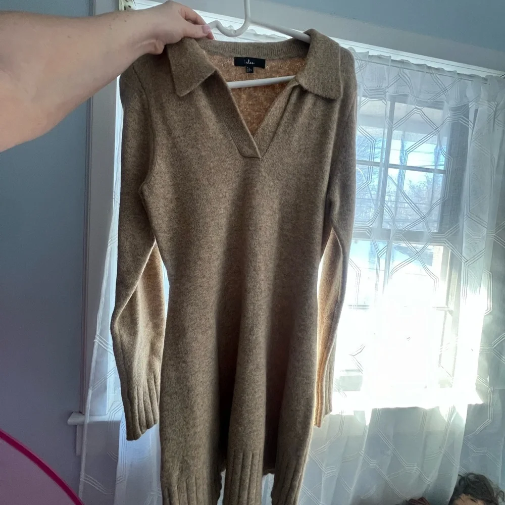 Lulu's Camel Knit Collared Sweater - Picture 2 of 3